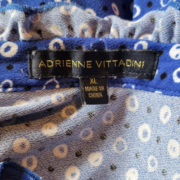 Blue, short sleeve, bow, tie neck, dots, polyester blend, xl, blouse - Picture 6 of 10